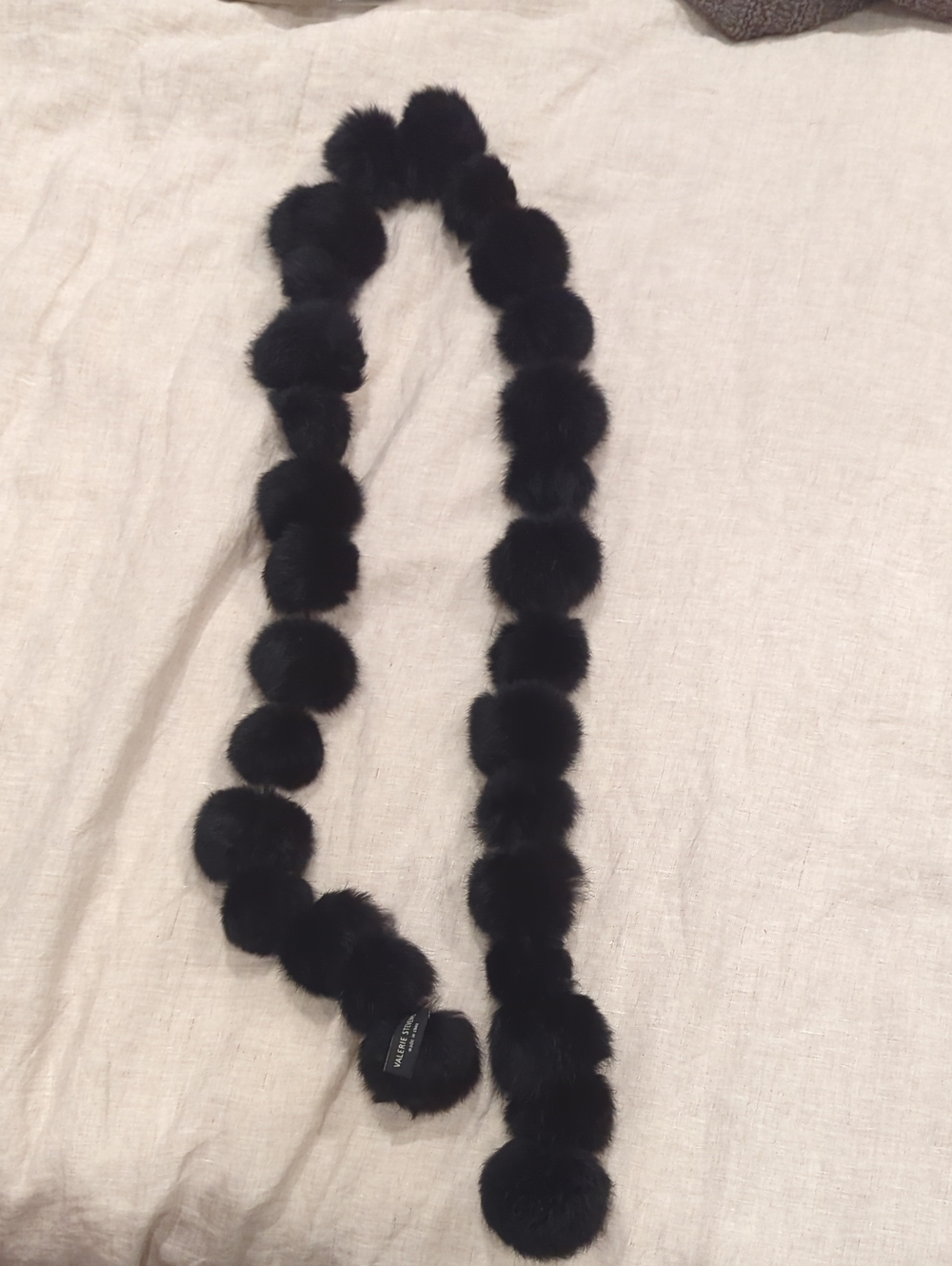 Black Pom Pom Fur Scarf